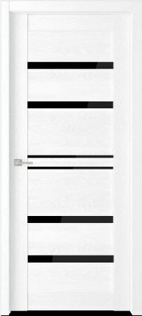 Дверь ЭКО Deluxe 302 чёрное стекло лакобель белый бьянко 40*200