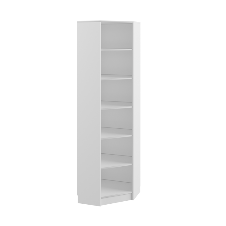 Стеллаж угловой МС Вилли СУ 577*577*2020*280 (лдсп белый)